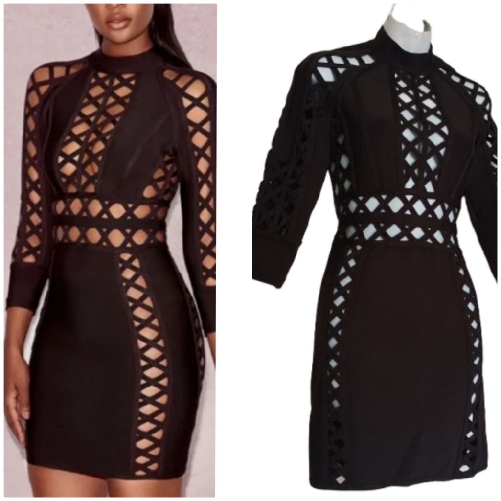 Nwt$209 House Of Cb Open Weave Bandage Dark Brown Size : S
